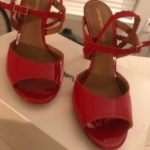 Emporio Armani red patent leather pumps